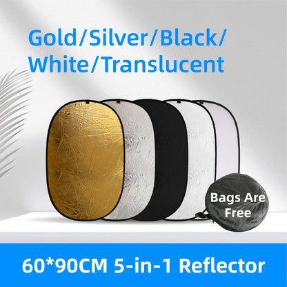 RF02 24"Reflector 5In1 60X90CM 90X120CM 2In1 Silver White Gold Portable Collapsible Soft Light round Photography for Studio 7In1