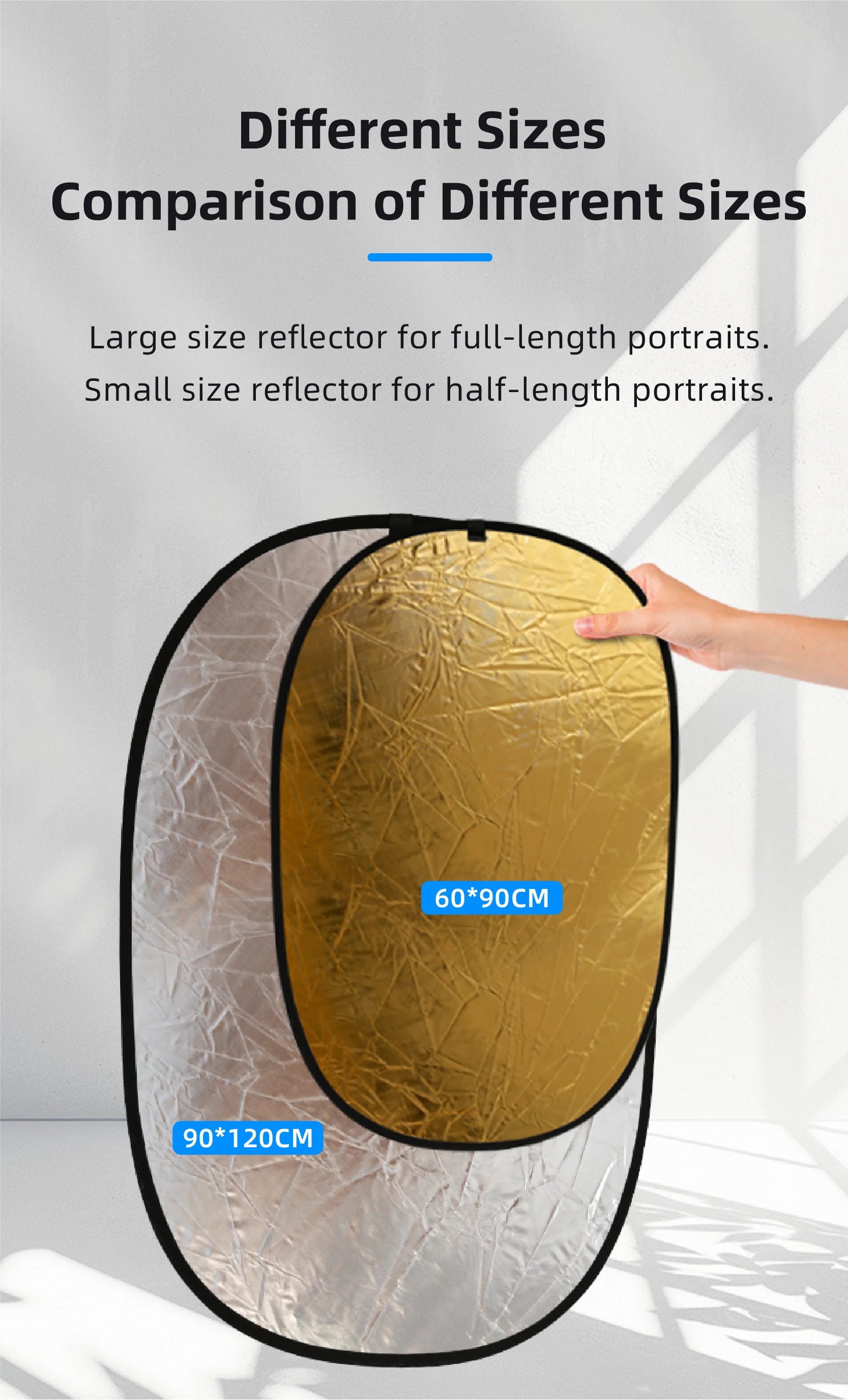 RF02 24"Reflector 5In1 60X90CM 90X120CM 2In1 Silver White Gold Portable Collapsible Soft Light round Photography for Studio 7In1
