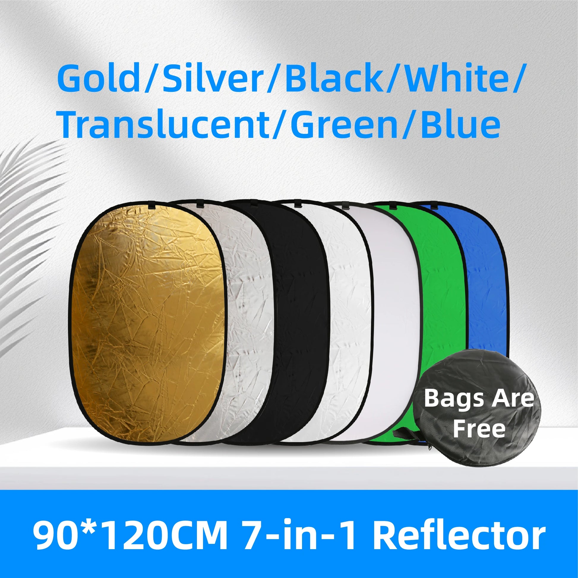 RF02 24"Reflector 5In1 60X90CM 90X120CM 2In1 Silver White Gold Portable Collapsible Soft Light round Photography for Studio 7In1