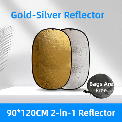 RF02 24"Reflector 5In1 60X90CM 90X120CM 2In1 Silver White Gold Portable Collapsible Soft Light round Photography for Studio 7In1