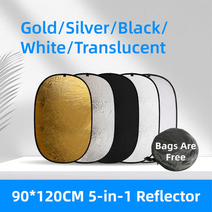 RF02 24"Reflector 5In1 60X90CM 90X120CM 2In1 Silver White Gold Portable Collapsible Soft Light round Photography for Studio 7In1
